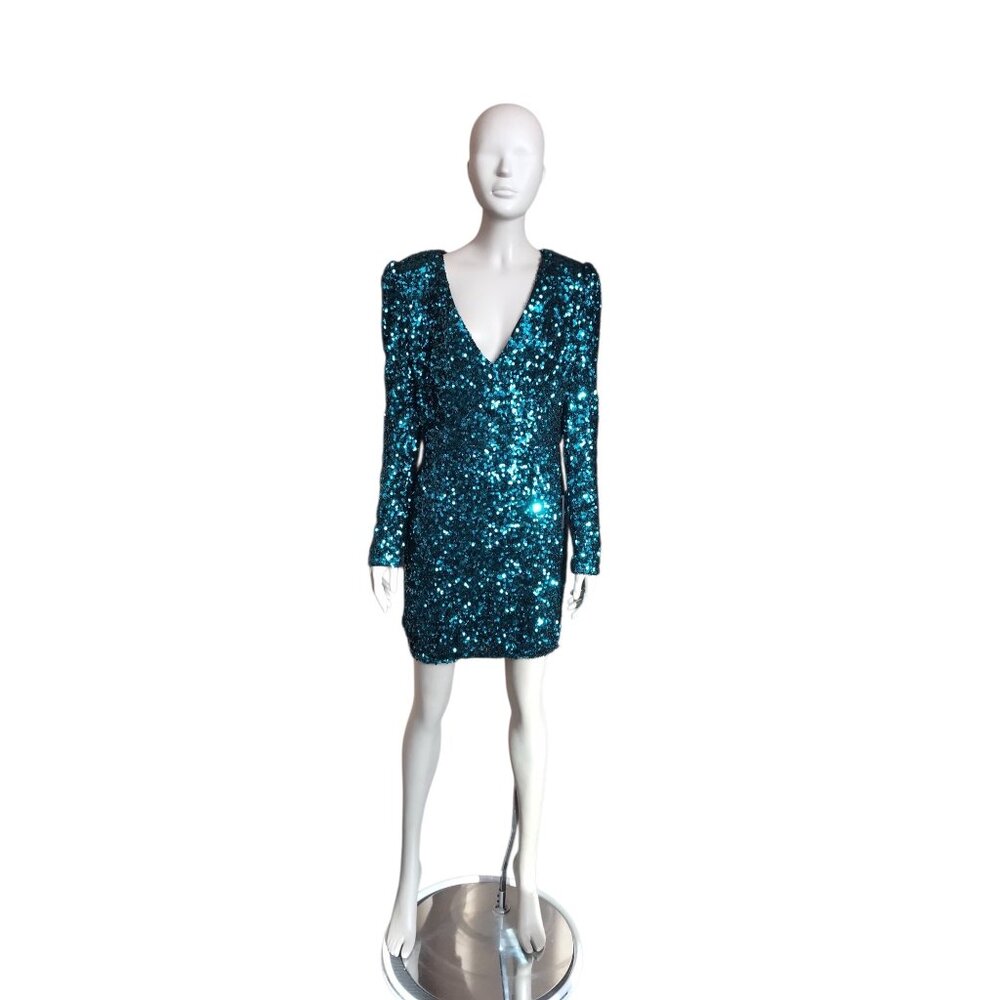 NWT Lulu’s Blue Sequin Long Sleeve Dress